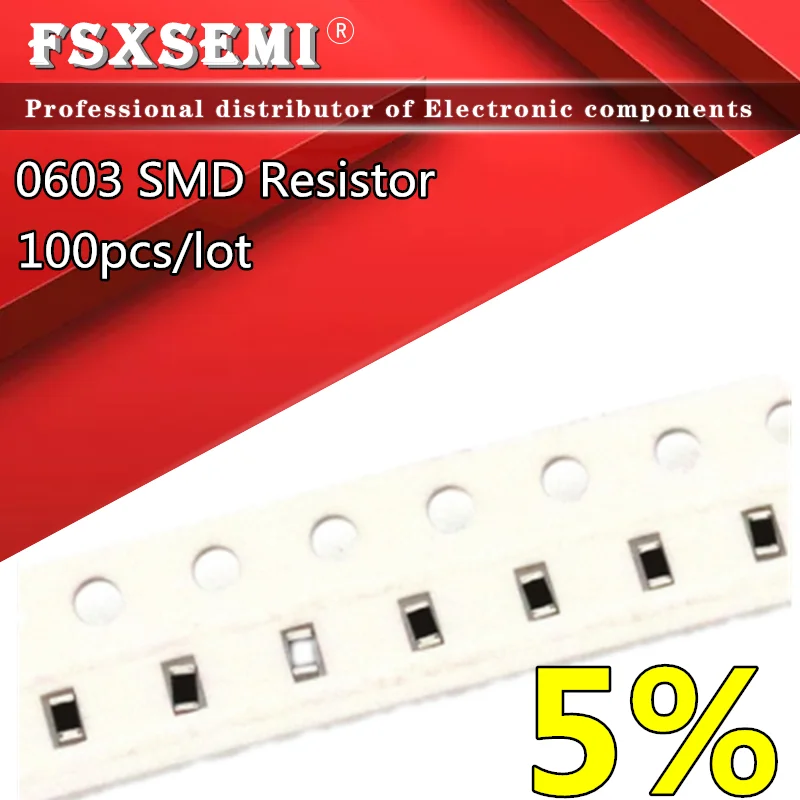 100pcs 0603 5% SMD 1/10W chip resistor 0R~10M ohm 0 10R 22R 33R 100R 220R 330R 470R 1K 4.7K 10K 47K 100K 0 10 100 330 470 ohm