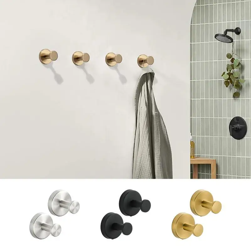 Towel Hooks For Bathroom Wall Mounted 2pcs Stainless Steel Hook Hanger For Kitchen Bathrooms Coat Hooks Kitchen Towel Hook