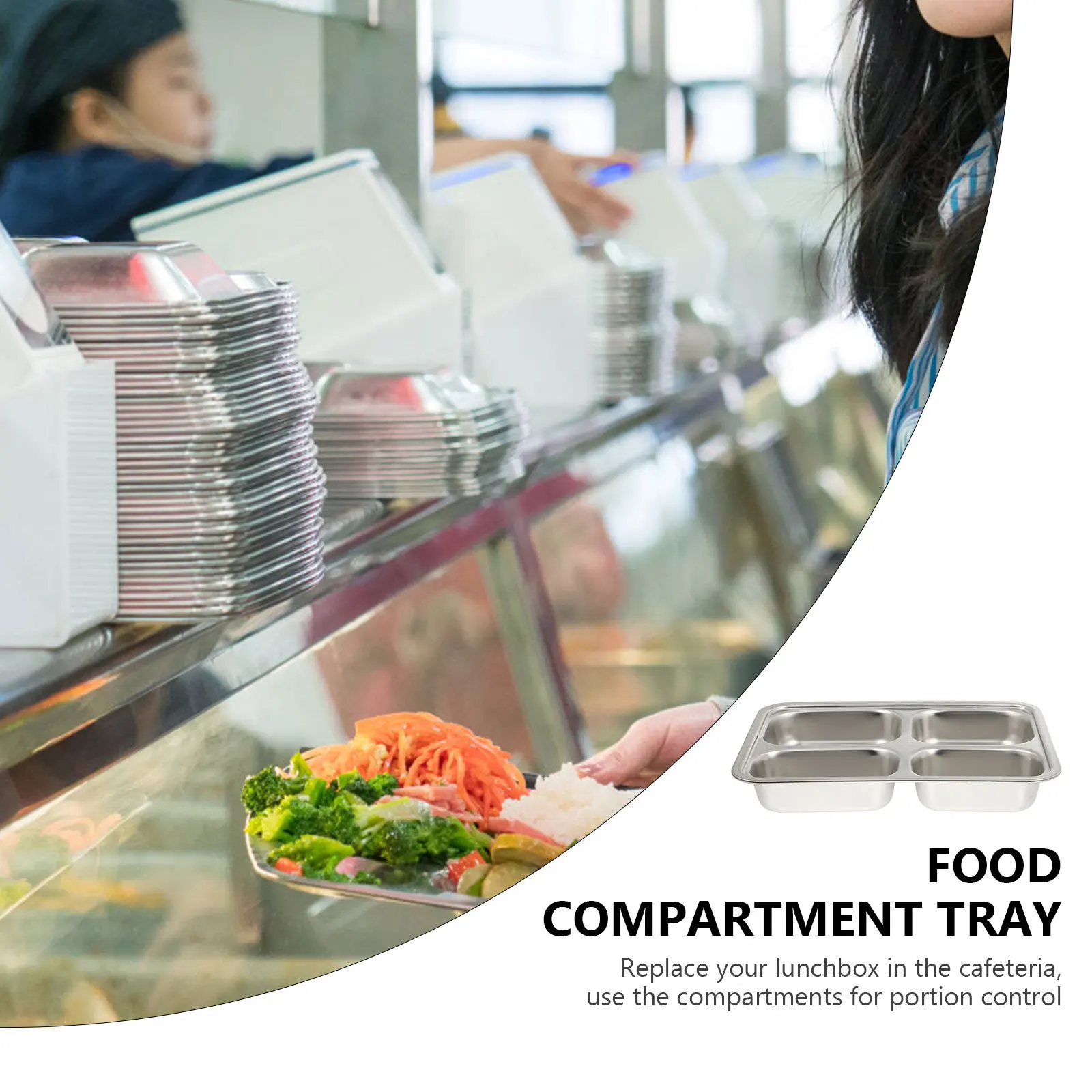 Plato de servicio dividido de acero inoxidable, bandeja Rectangular para comida, 4 compartimentos apilables para Picnic, Camping, bandeja dividida para comida, 1 Uds.