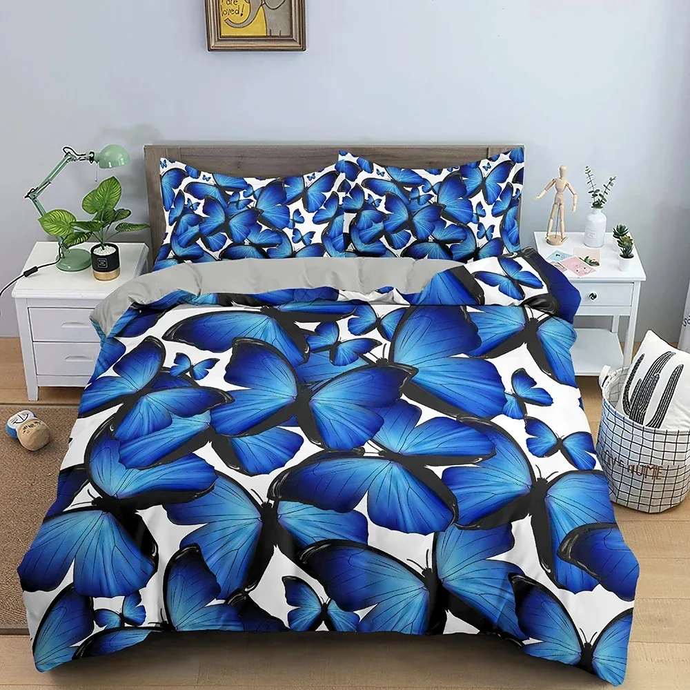 3D Animal Butterflies Bedding Set Luxury Duvet Cover Set King Queen Quilt Cover For Bedroom Home Decoration