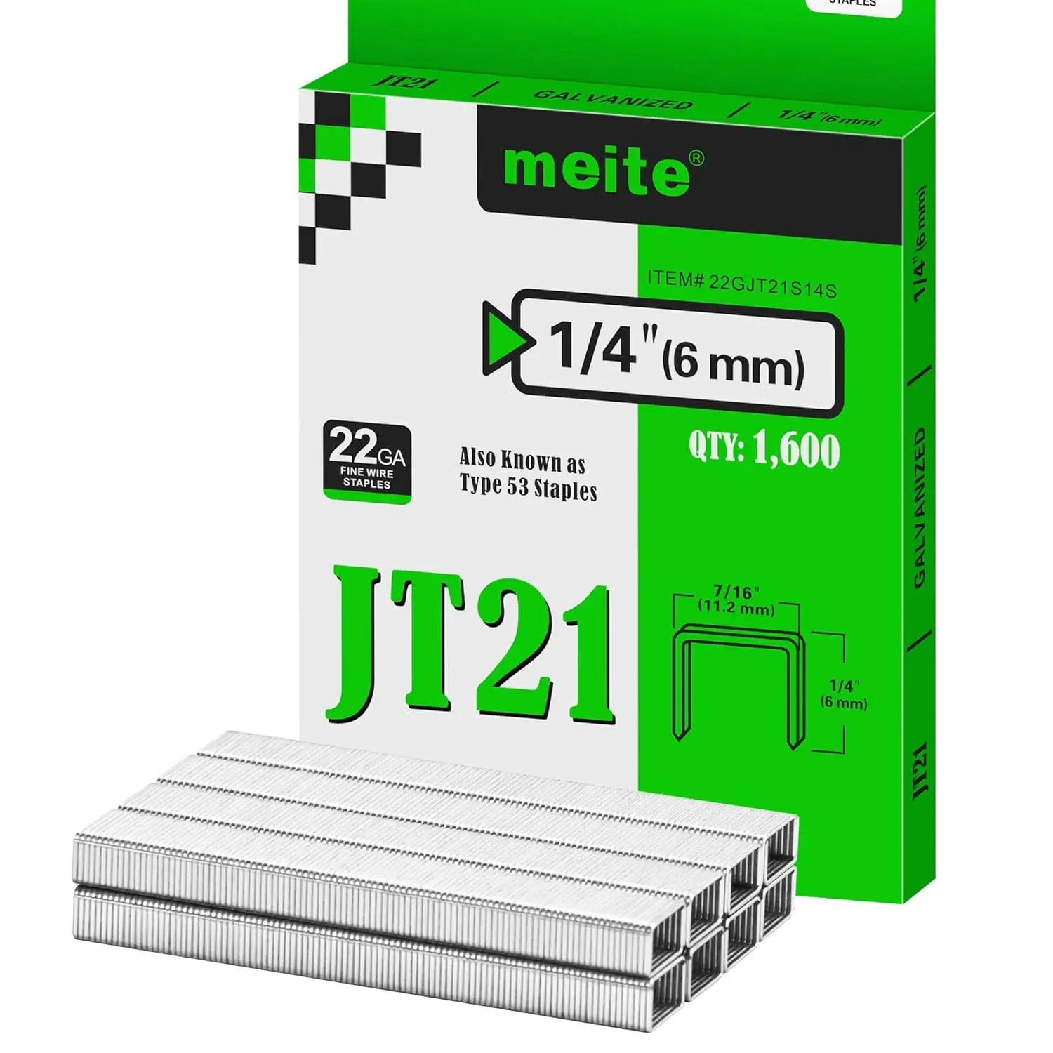 

1/4 Inch Galvanized Fine Wire Staples for Staple Guns - 1,600 Counts, Ideal for Upholstery and Crafts