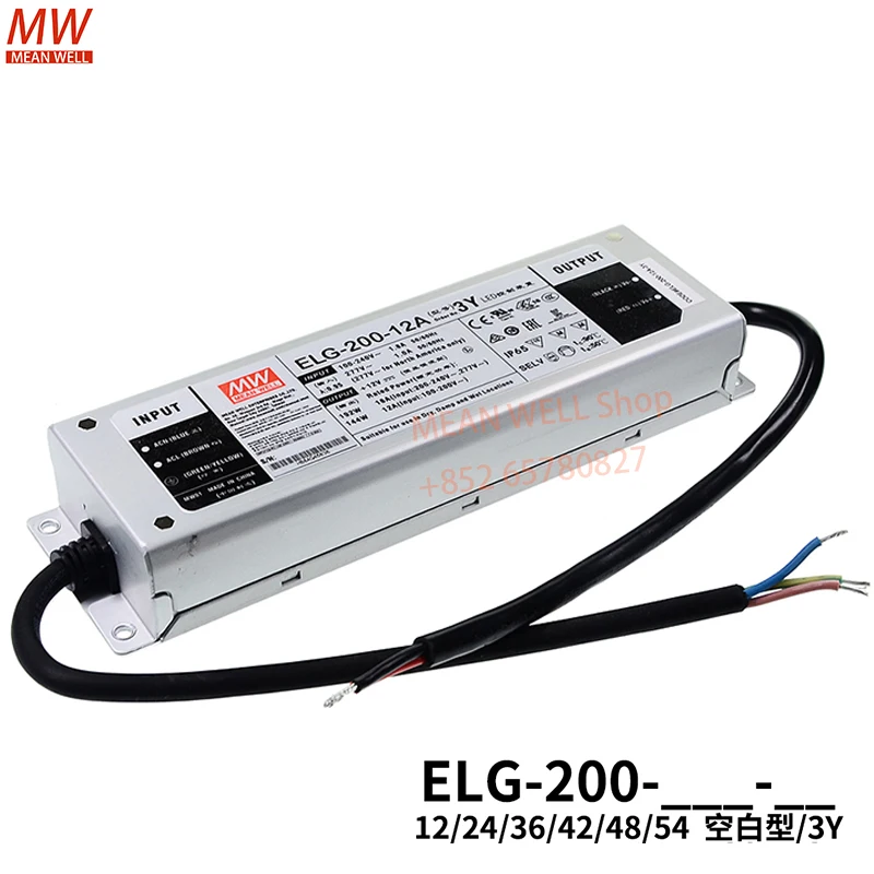 Original MEAN WELL ELG-200 Waterproof LED constant current drive 12/24/36/42/48/54 Switching power supply A/B/DA ELG-200-36A-3Y