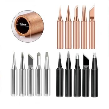 5pcs Soldeerbout Tip Zuiver Koper 900M Soldeerbout Hoofd Set Binnen Hot Blote Koperen Elektrische Soldeerbout lassen Gereedschap