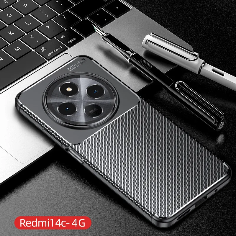 For Xiaomi Poco C75 4G Case Luxury Carbon Fiber Texture Shockproof Case For PocoC75 Poko Little Pocco C75 4G Matte TPU Cover