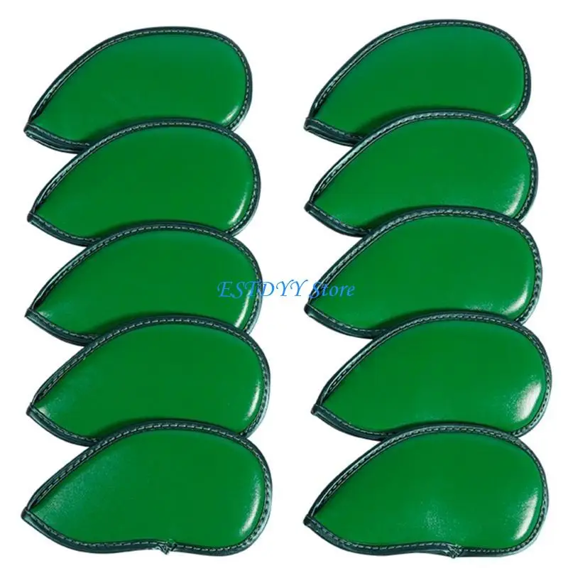 G6DE 10Pcs PU Leather Golfs Iron Head Cover Waterproofs Golfs Club Head Cover Putter Protector Golfs Headcover Protective Cover
