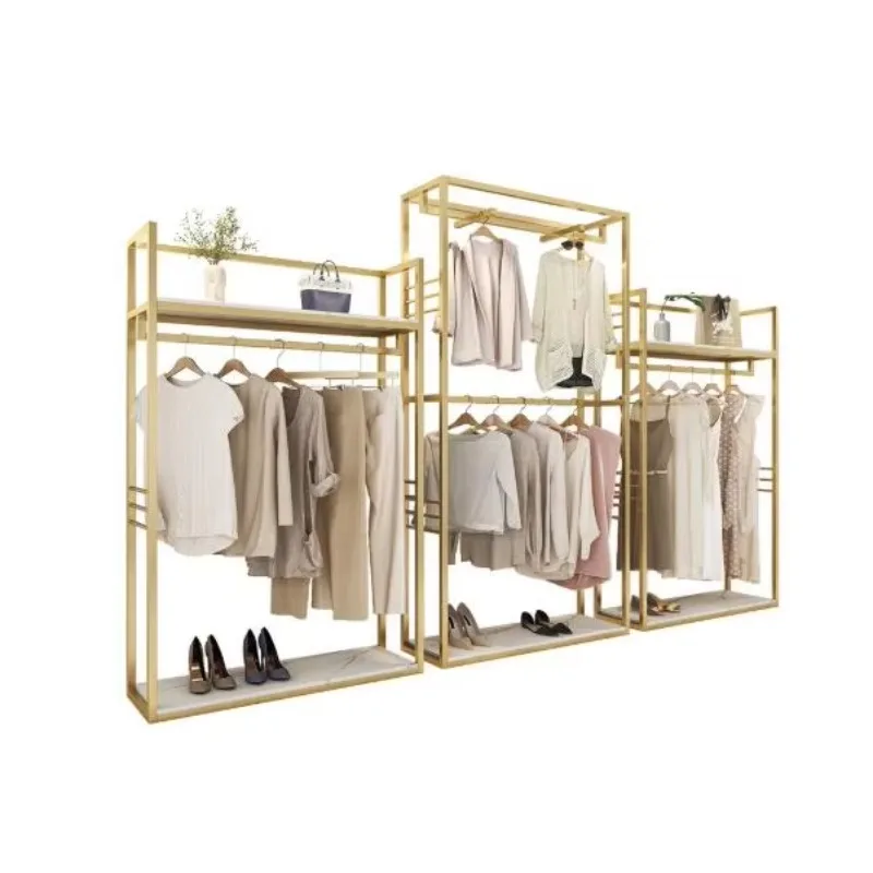 Double Floor Type Ladies Fashion Storage Rack Affordable Luxury High-grade Clothing Display Rack for Stylish Organization