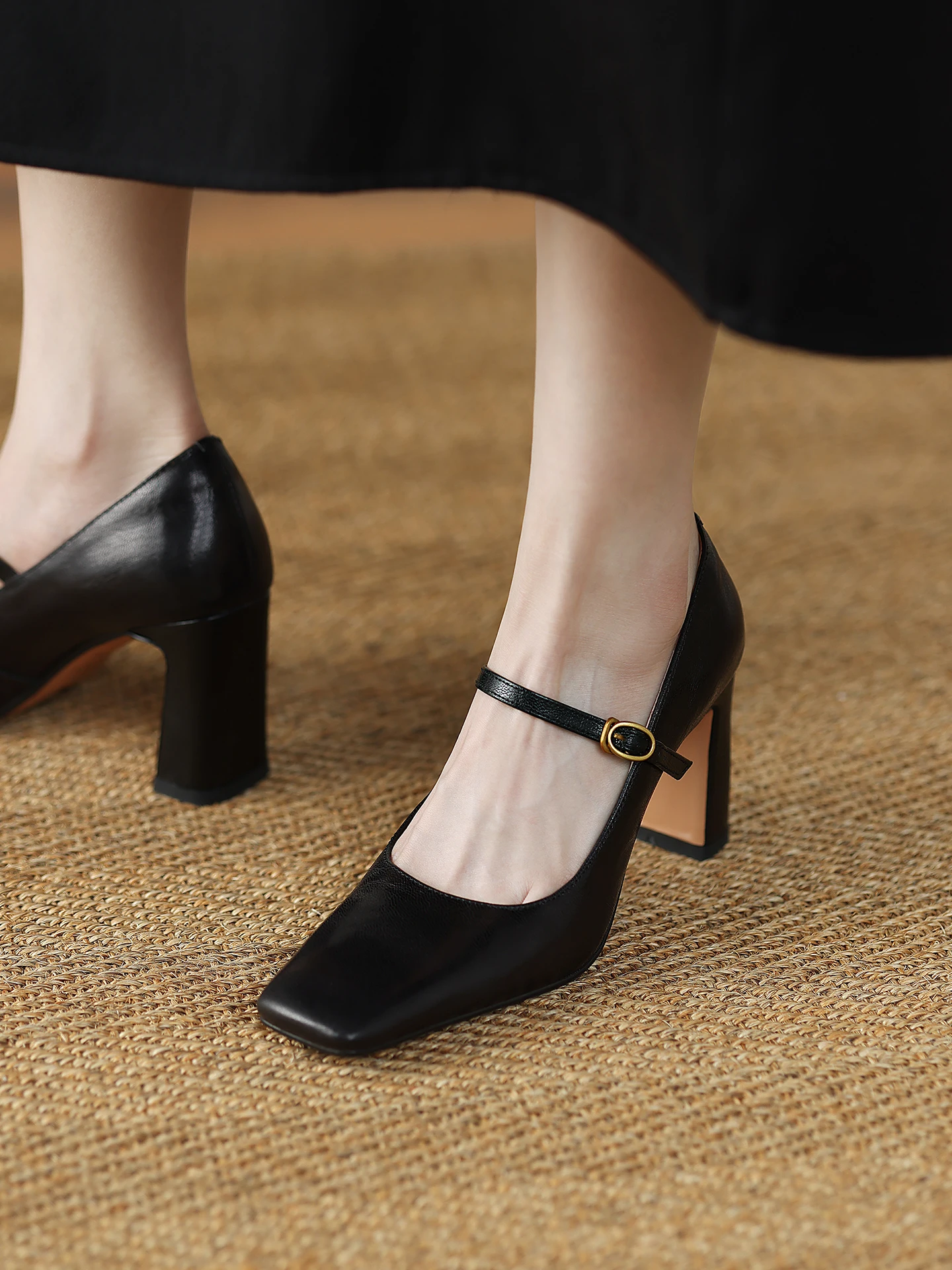 

Ретро Sle Mary Jane oes для женщин, кожаная версия Upaded, высокий каблук с квадратной головкой, дизайн синего цвета, удобный офис oes