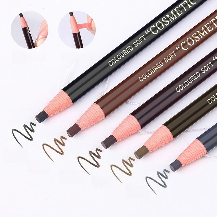 Crayon à sourcils dessiné en fil, imperméable et sans bavures, noyau dur en bois véritable, poudre à sourcils pour maquilleurs, vente en gros