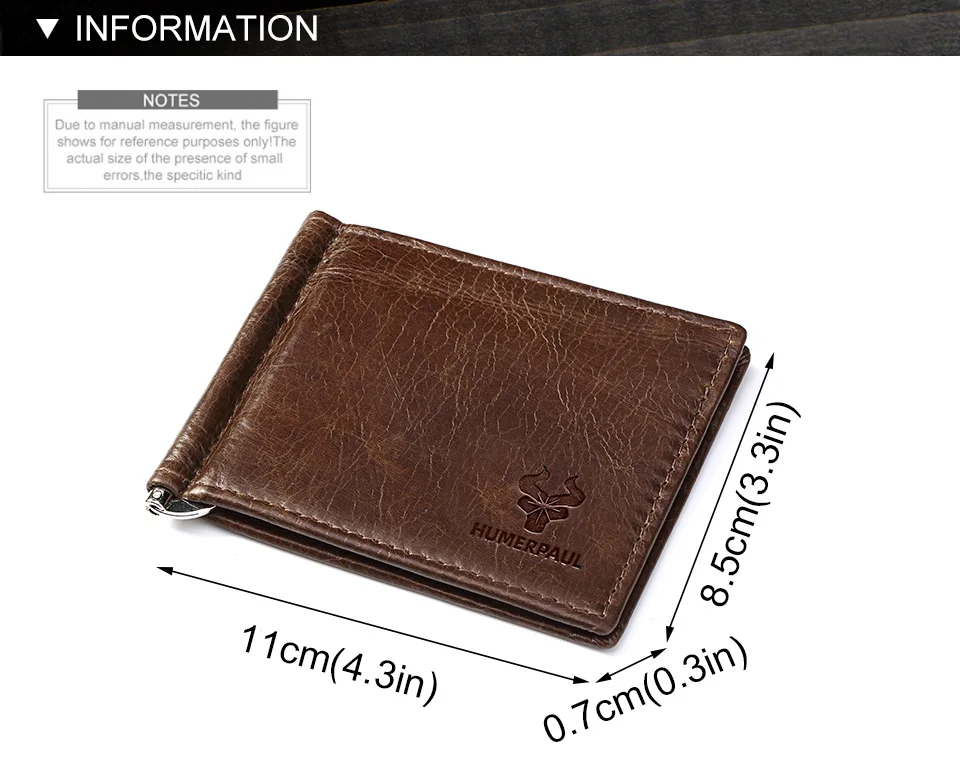 Ultra-dünne männer Geld Clip Brieftasche Vintage Echtes Leder Bifold Karte Halter Geldbörse Mini Hohe Qualität Männlichen Geld geldbörse Cartera – Detail 2