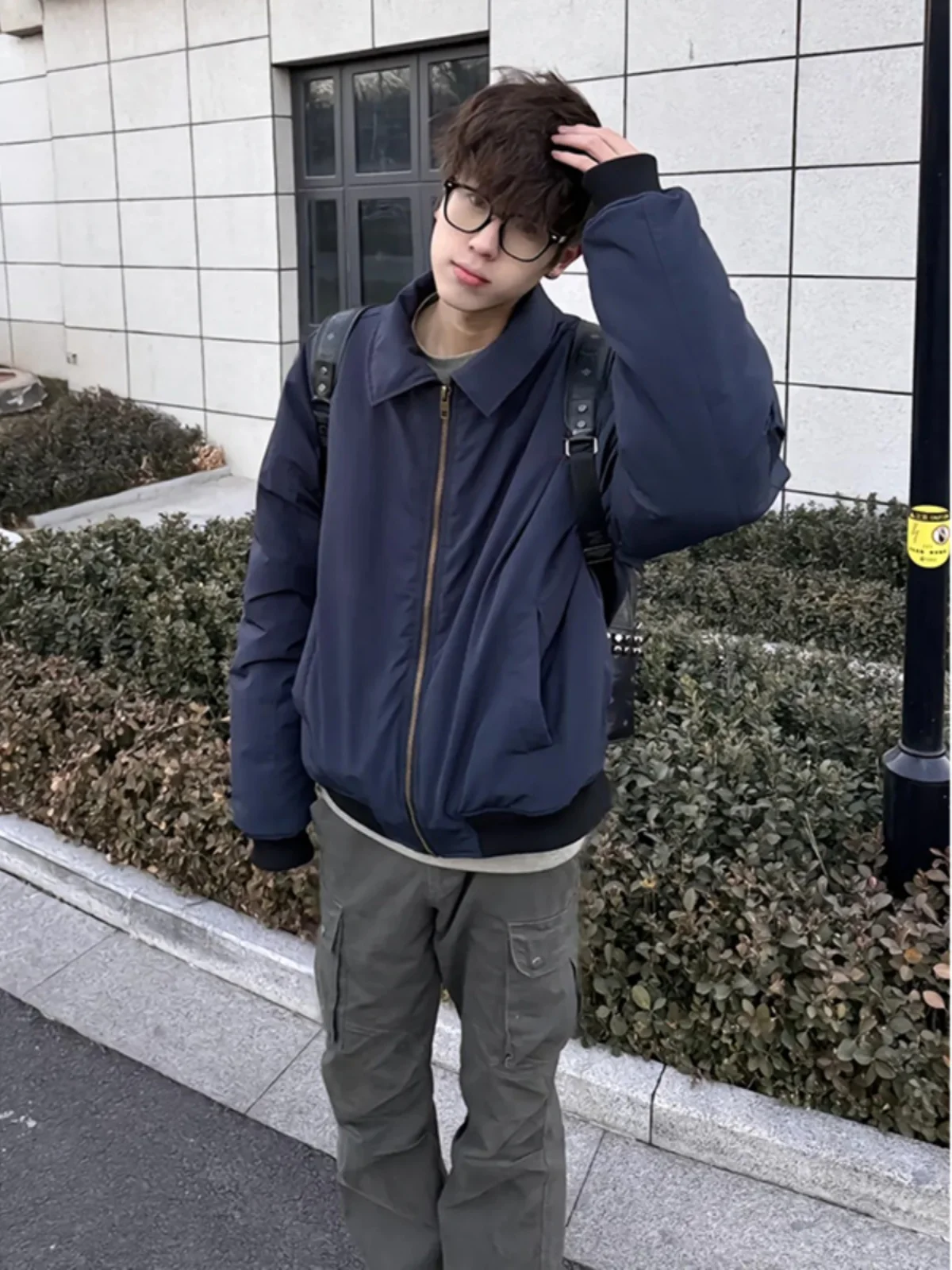 

Cleanfit Men's ort Pilot Jaet Retro American Baseball Sle Collar Coat Youth Trendy Spring Autumn Winter Outerwear