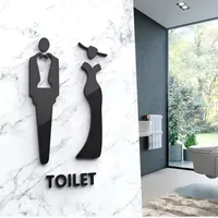Black Floating Object for Men and Women, Bathroom Door, Toilet Logo, 3D House Number, Apartment, Hotel, Acrylic, WC