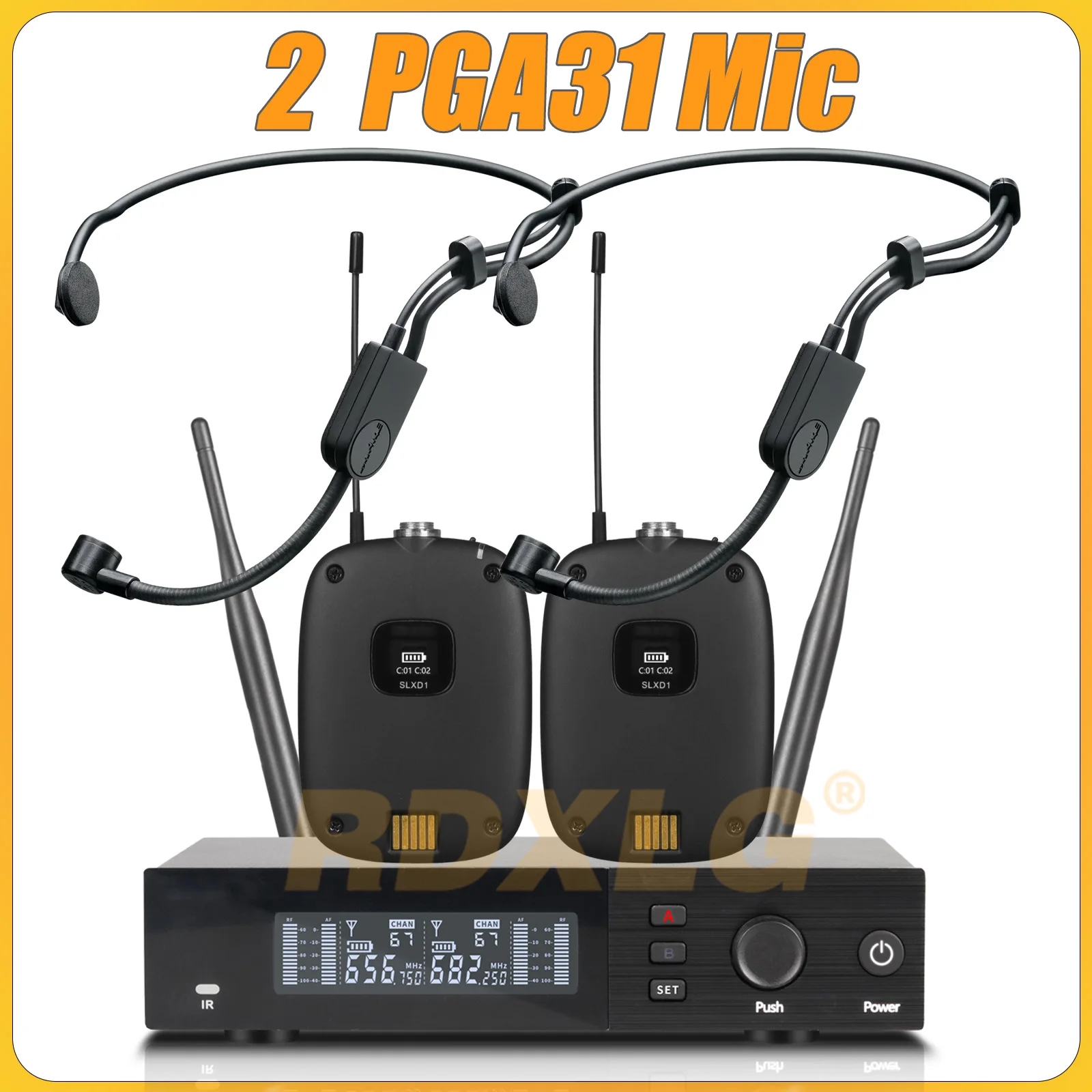 Topkwaliteit! SLXD4 Professionele dubbele draadloze microfoon Stage Performance 2 kanalen 600-699 MHz UHF Karaoke Metal Handheld SLXD2