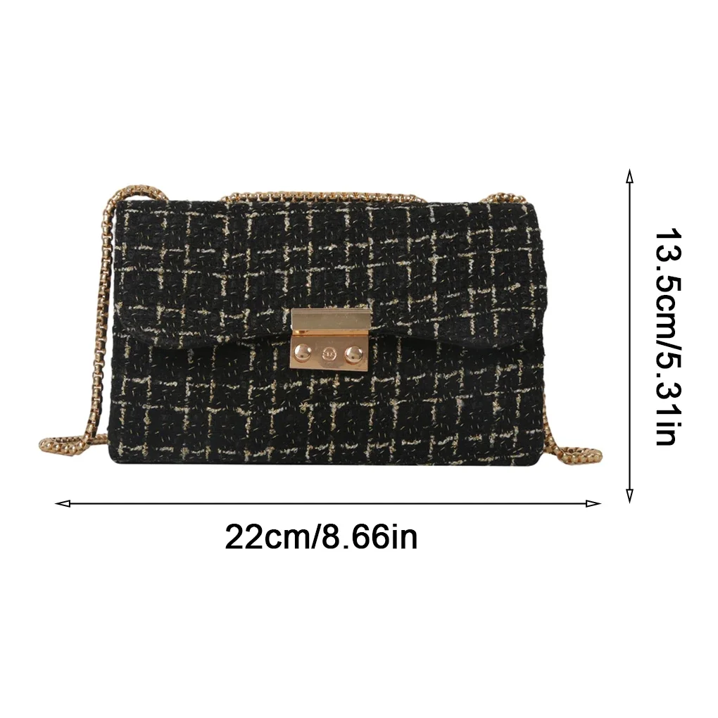 Fashion PU Leather Shoulder Bag Chain  Crossbody Bags Designer Women Small Fragrance Style Texture Square Bag Woven Striped