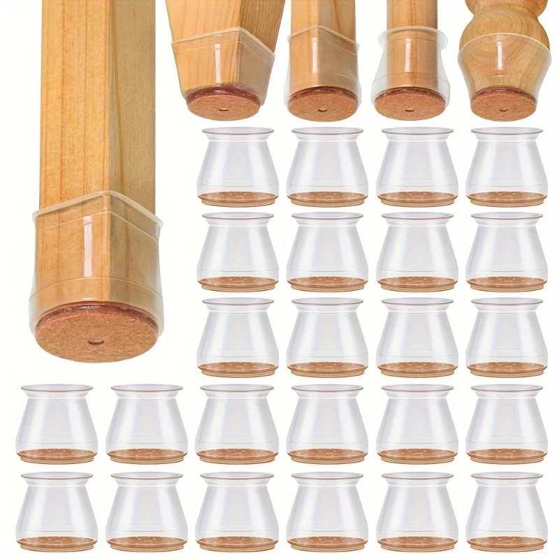 24-Pack Chair Leg Floor Protectors - Felt Silent Anti-Scratch Pads for Wood/Tile, Noise Reducing