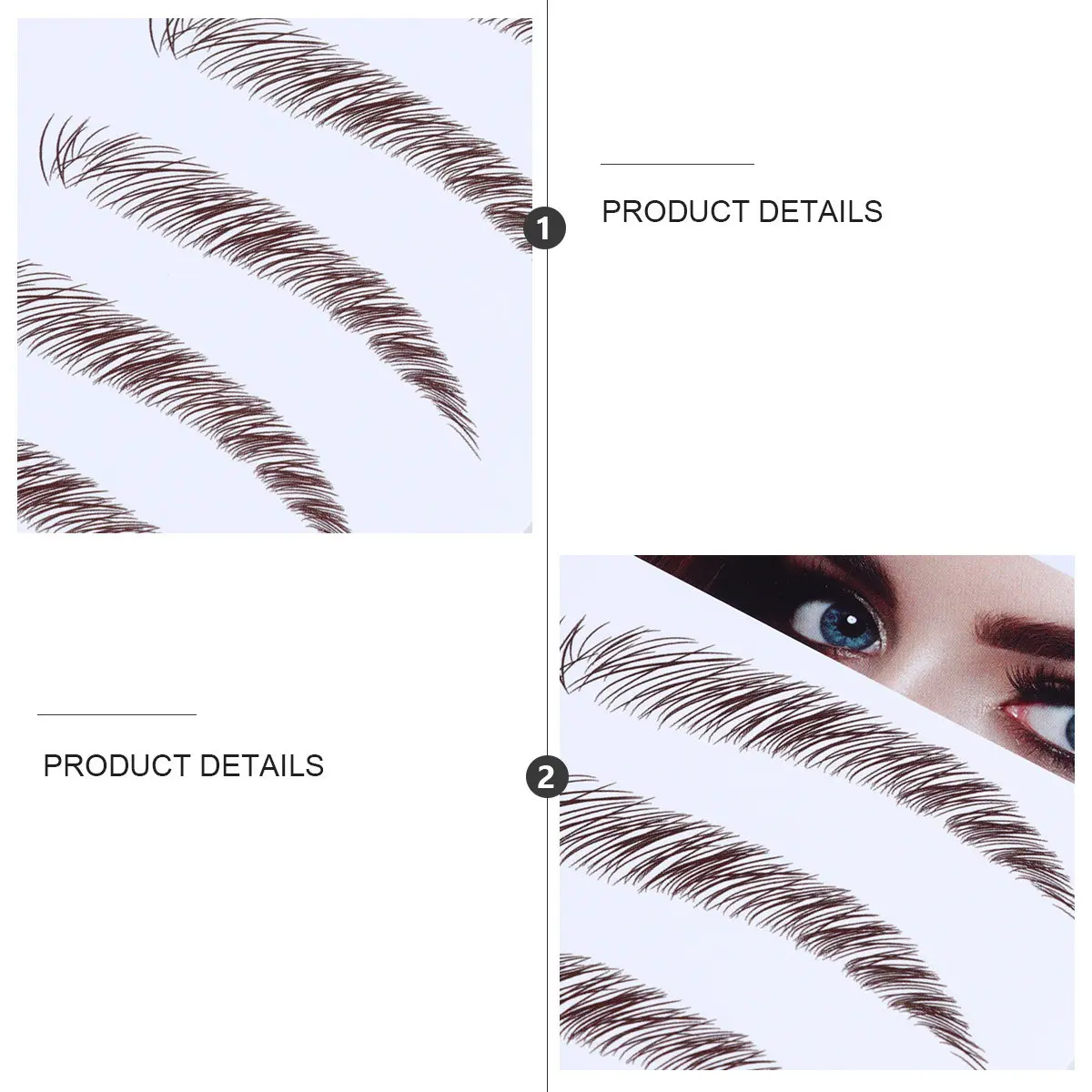

4Pcs Imitation Eyebrow Stickers 6D Hair-Like Waterproof No-Glue False Eyebrows Cosmetics Reusable Water Transfer Sticker