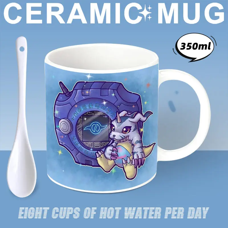 Digimon Cute Cartoon Peripheral Ceramic Drinking Cup High-Looking Large Capacity Mug Office Home Coffee Cup Christmas Gift