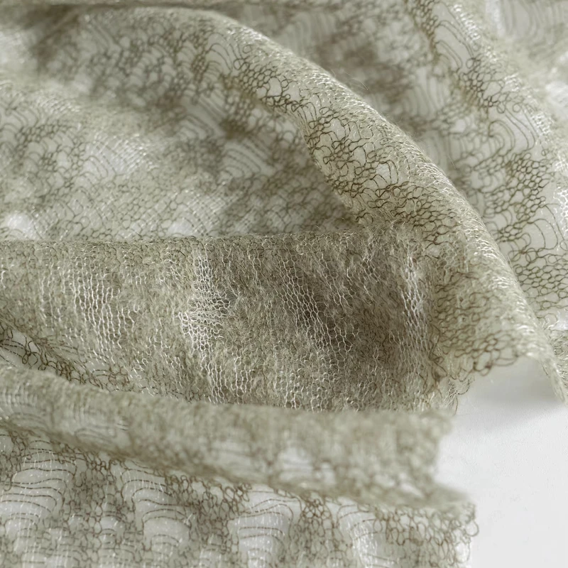 Handgebreide semi-transparante mohair kant stof lichtgewicht jurk retro stijl jurk basis shirt kleding ontwerper stof