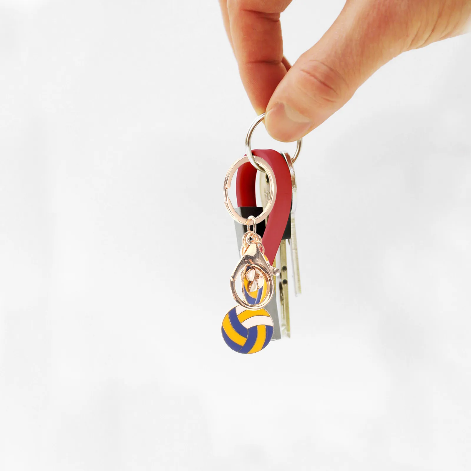 4Pcs Volleyball Keychains Realistic Texture Metal Keyrings Sport Team Gifts Birthday Party Favors Volleyball Backpack Charms