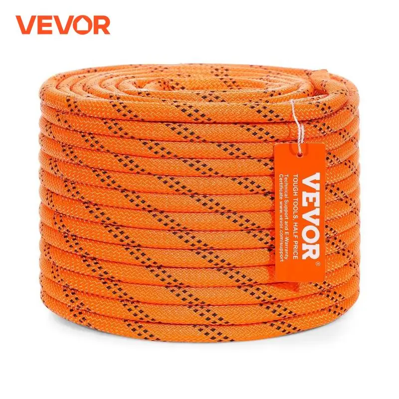 VEVOR 120ft Dual-Weave Polyester Cord 3/8 1/2 inch 48-Strand Multi-Use Rope for Arborist Activities Outdoor Adventures Versatile