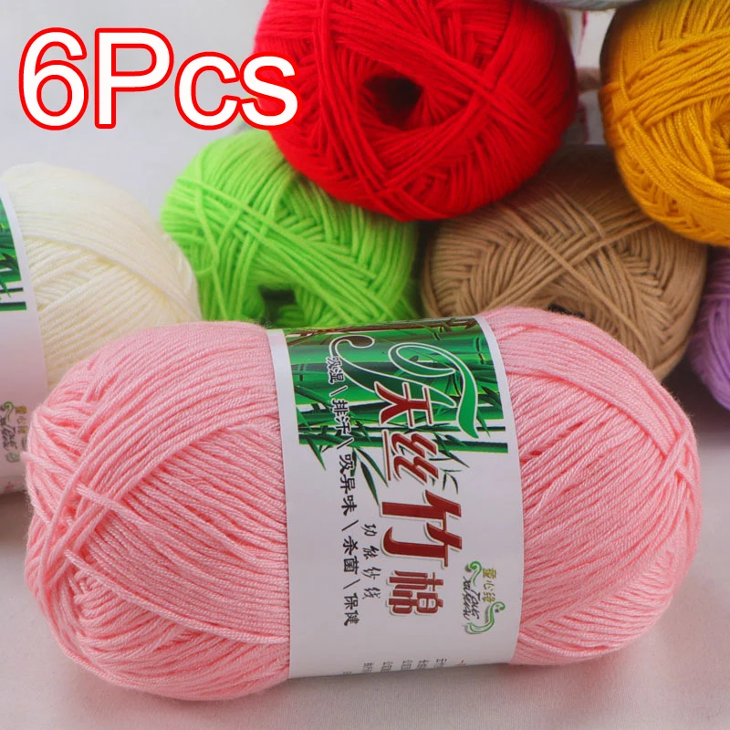 6 Stück Bambusgarn, weich, kühl, für den Sommer, natürliches Bambus-Babystrickgarn zum Häkeln und Handstricken von Pullovern und Mützen