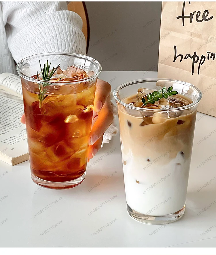 كوب زجاجي بسيط للقهوة والعصير، كوب مشروبات باردة شفاف بمقبض، مجموعة أدوات مطبخ بسيطة