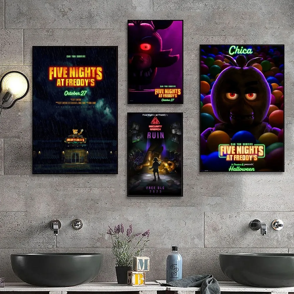 Fnaf Five-nights-At-Freddys Poster No Framed Poster Kraft Club Bar Paper Vintage Poster Wall Art Painting Bedroom Study Stickers