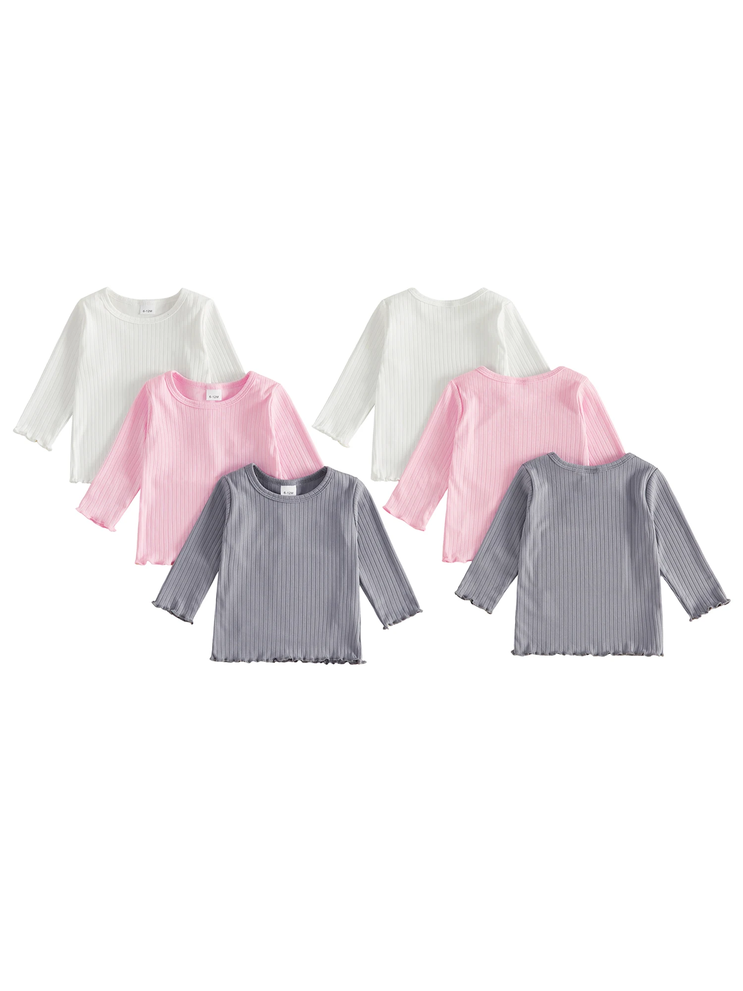 Soft Long Sleeve Set Soft Round Neck Lettuce Lettuce Trim Lettuce Lettuce Trim Ribbed Set Soft Long Girls Fall Top Rated Soft