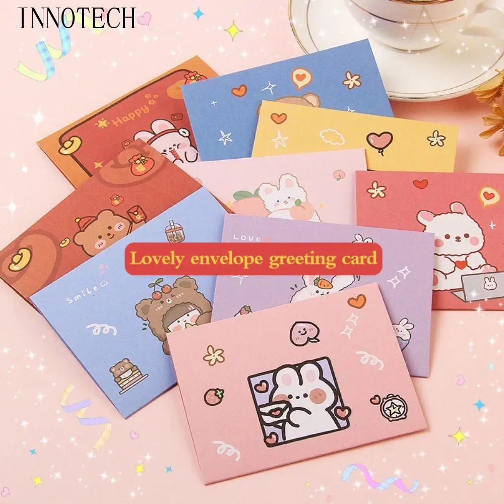 

Bear Rabbit Blessing Thank Envelope Foldable Ins Decoration Letter Paper Beautiful 9 Styles Cartoon Greeting Card