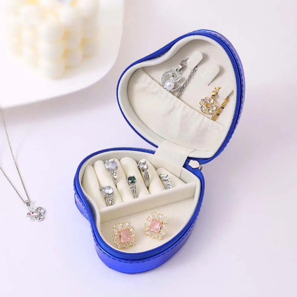 

Бархатный дорожный органайзер для украшений, коробка для хранения ювелирных изделий в форме сердца с защитой от царапин, футляр для браслетов с мягкой подкладкой
