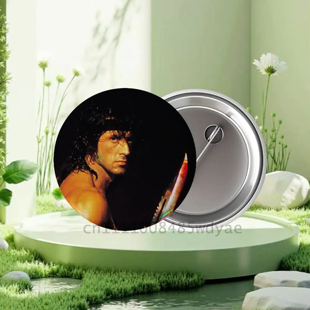 First Blood J-John Rambo Badges Button Round Creative Pin Brooch Badge Bag Decor Accessories Fans Collect Friends Gifts