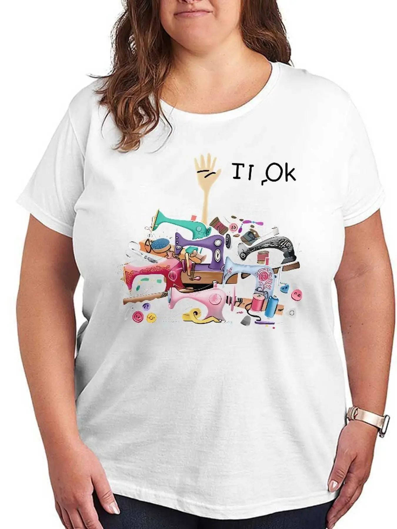 Sewing Machine Graphic T Shirt for Women