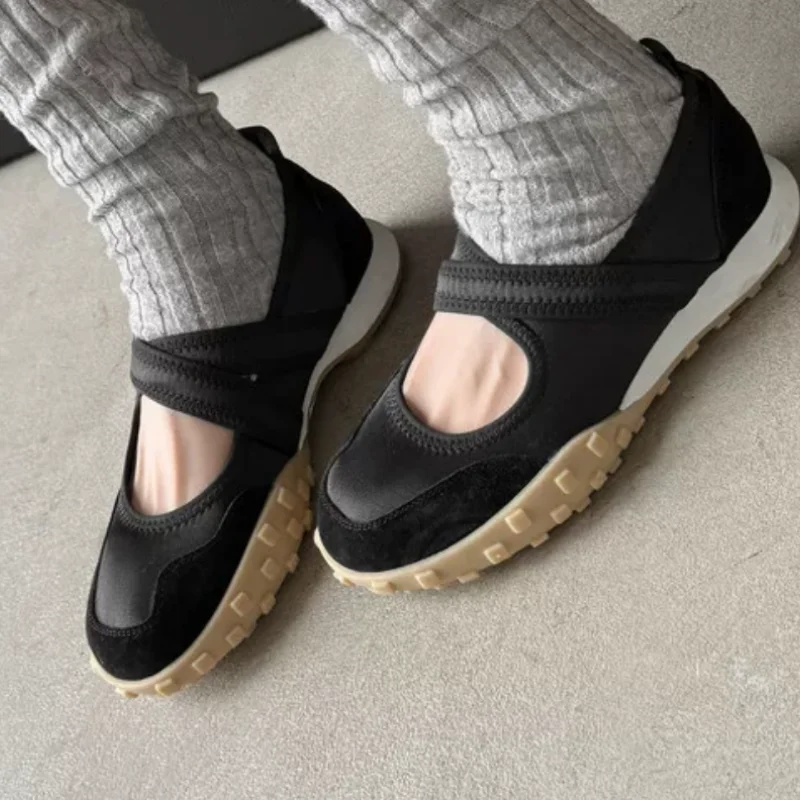 Zapatos de mujer con costuras, punta redonda, tacón plano, mocasines de señora con líneas de costura, zapatos planos con correa delantera para mujer, color liso