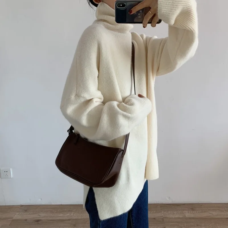 

Pullover High Neck Sweater for Women in Autumn and Winter Comfortable Wear Korean Style Loose and Simple Knitting Top