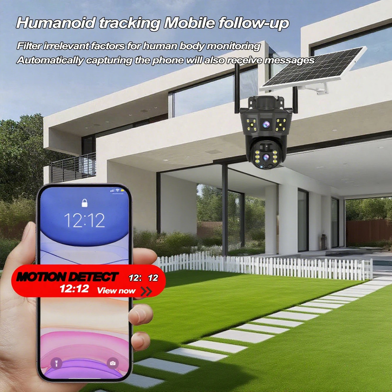 HD 4MP Solar Battery Powered Security Camera Bidirectional audio Color Night Vision PIR Human Detection WiFi Outdoor IP Camera