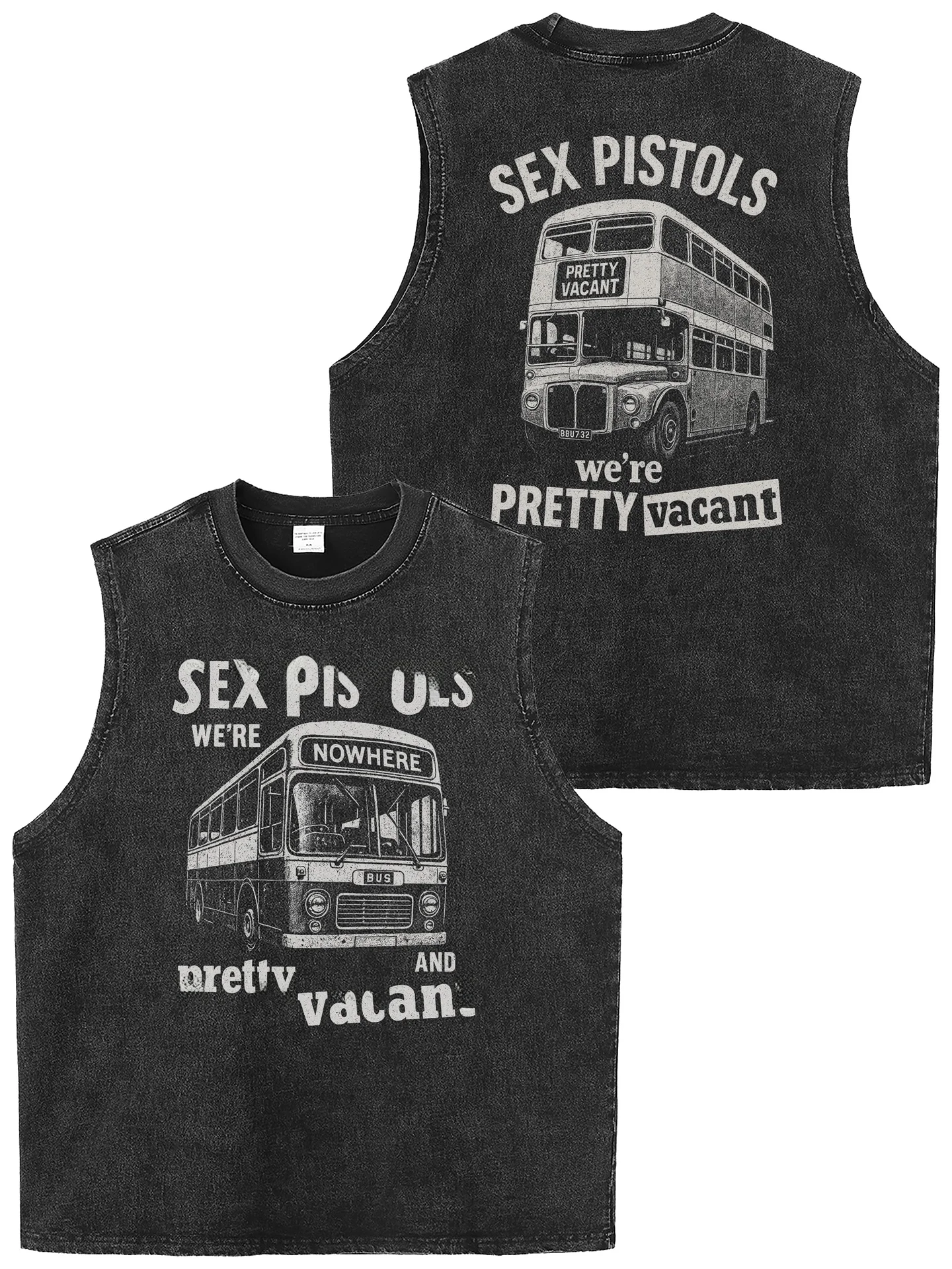 Sex Pistols Band Heavyweight American Retro Washed Loose Rock Sleeveless T-Shirt Shoulder Vest Breathable Comfortable Cotton ...
