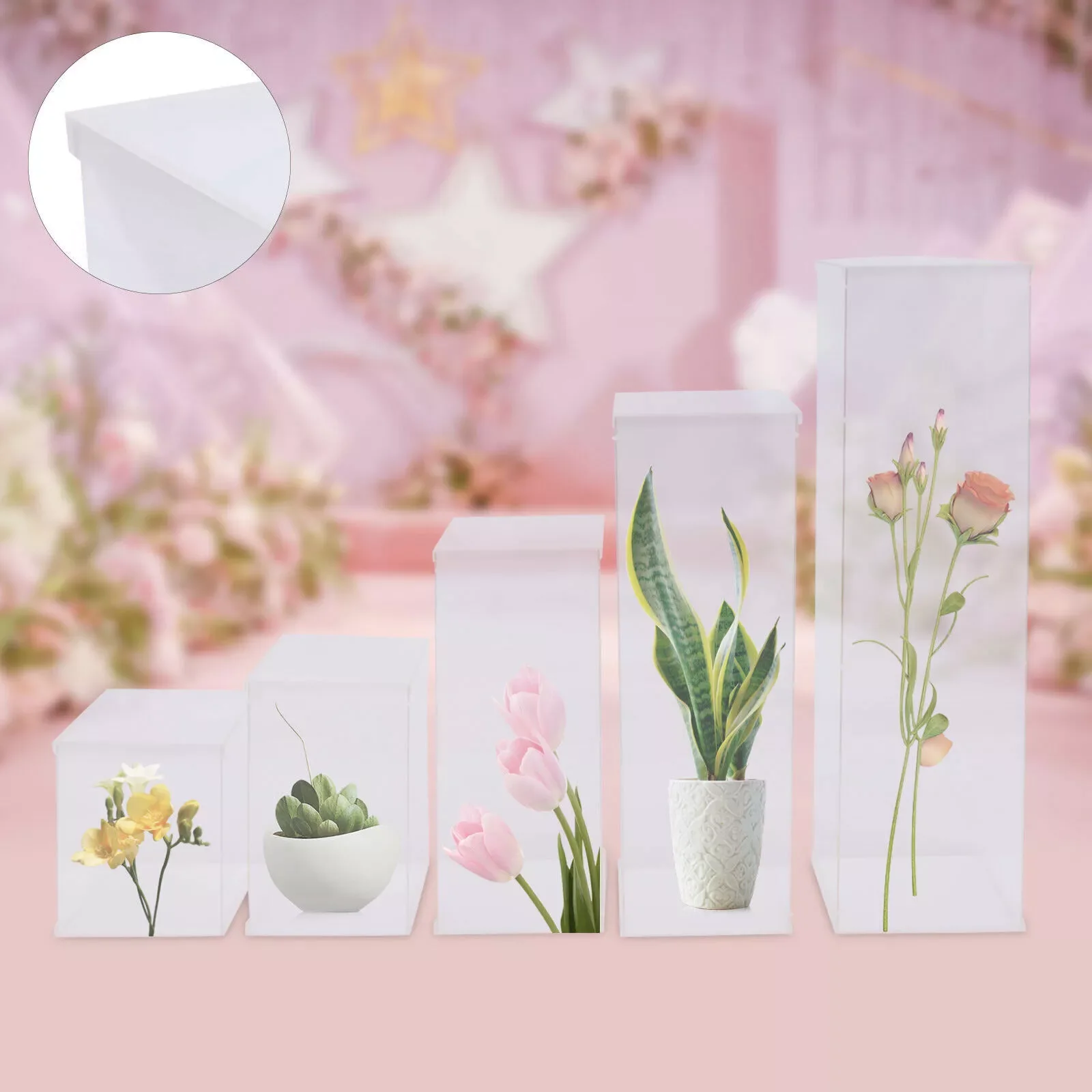 

5 PCS Modern Transparent Flower Stand Box Clear Acrylic Display Rack Wedding Decor for Parties Anniversaries Home Decor