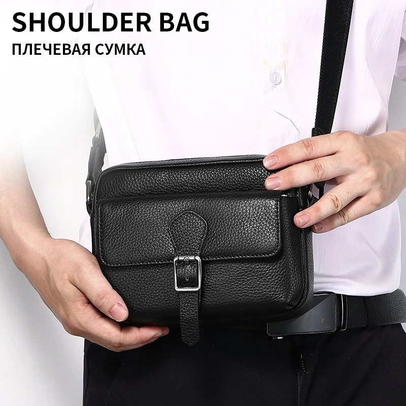 

Real leather men's shoulder bag minimalist lightweight portable business commuting high-grade men's small body bag