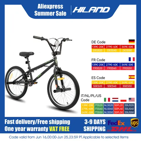 Hiland 20 inch Freestyle Kids BMX Bike,Beginner-Level to Advanced Riders with 360 Degree Gyro & 4 Pegs, Kids' Bicycles