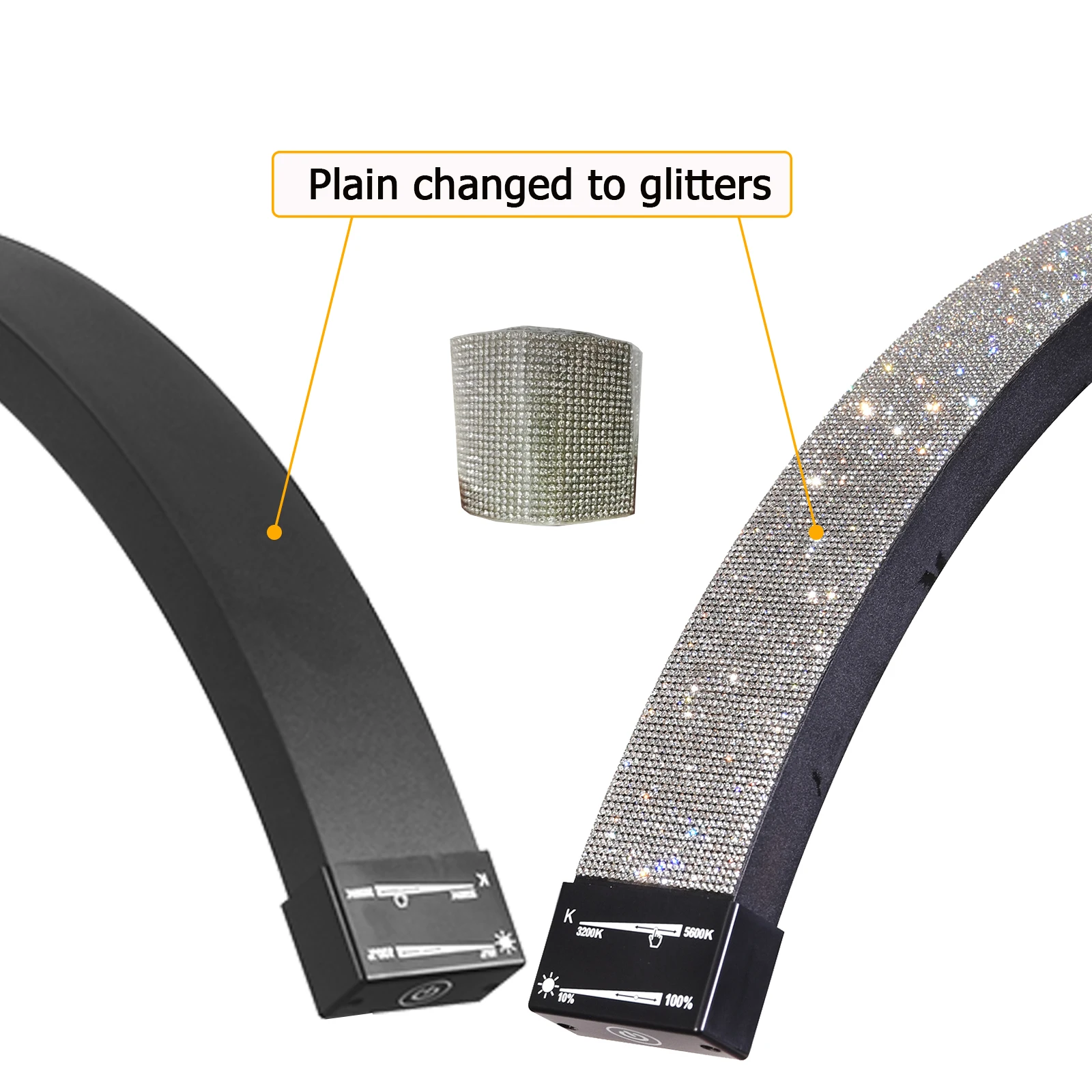 Fosoto Half Moon Lamp Head Rhinestone Adhesive Drill Strips Patches Tape Glitter Crystal Diamond Sticker