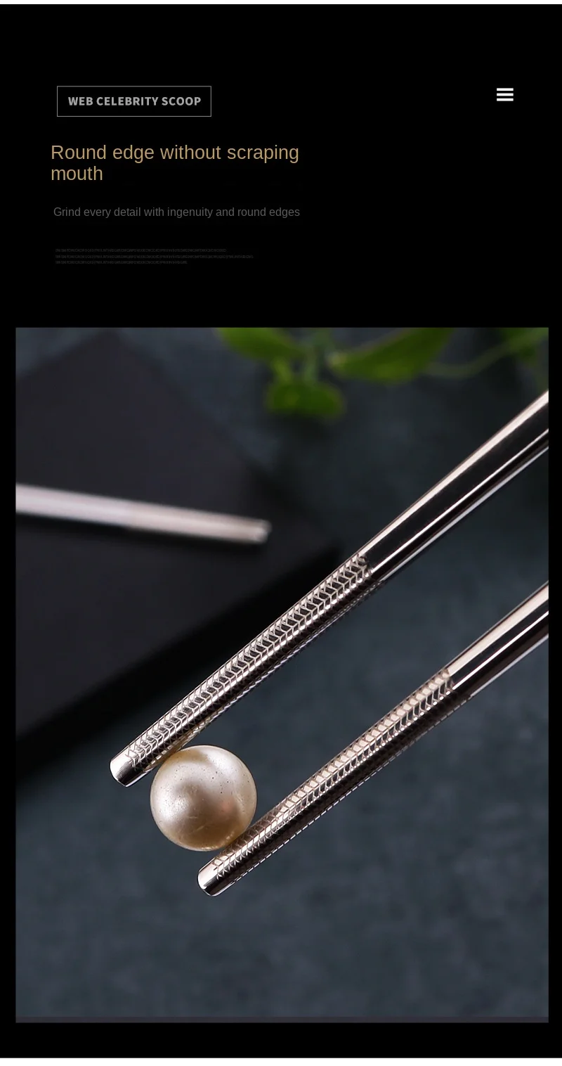 5 Paar Essstäbchen aus Edelstahl 304, wiederverwendbar, rutschfest, Spülmaschine für Lebensmittel, Sushi-Sticks, Küchengeschirr – Detail 10
