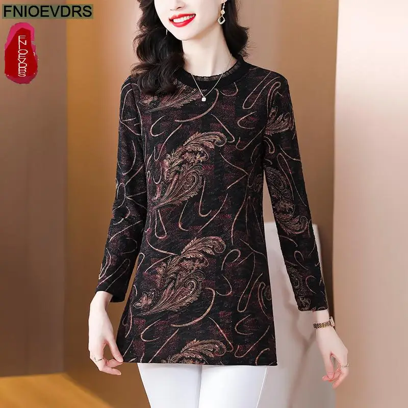 M-5XL Loose Clothes New Design 2023 Autumn Winter Woman Fashion Basic Shirts Long Sleeve Tunic Peplum Bling Bright Tops Blouses