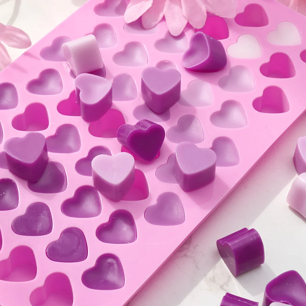 55/56 Holes Heart Silicone Candle Mold DIY Mini Love Aromatic Candle Soap Making Mold Chocolate Cake Valentine\'s Day Gifts Decor