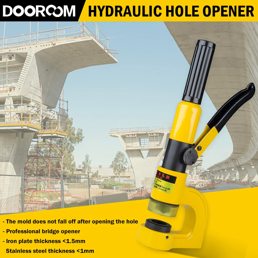 

DOOROOM Portable Hydraulic Hole Punching Tools Mild Steel Portable Cable Bridge Hole Punching Down Tools Hole Diggers SYD-25