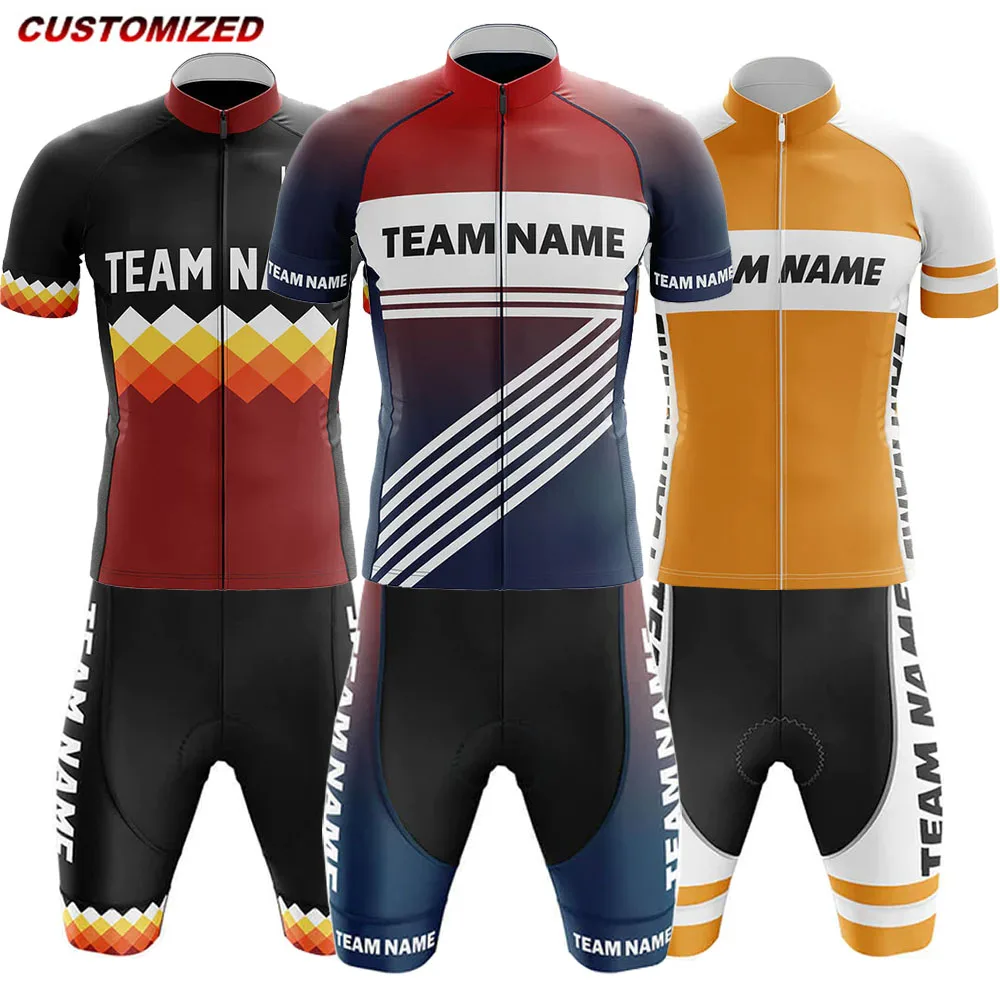 Customized Team Name （4）Men Short Sleeve Cycling Jersey Sets Maillot Ropa Ciclismo Outdoor sports Bicycle Clothing Bike Shirts