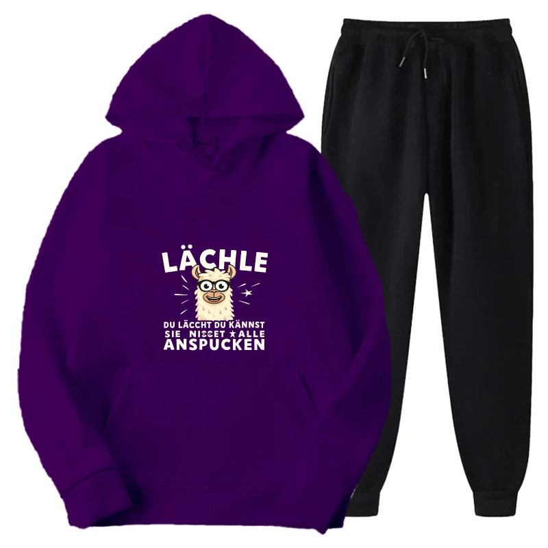 طقم هوديي سويت شيرت نسائي بقلنسوة أرجواني مع طباعة فتاة ملابس كاجوال لملابس يومية وحظات مريحة #3