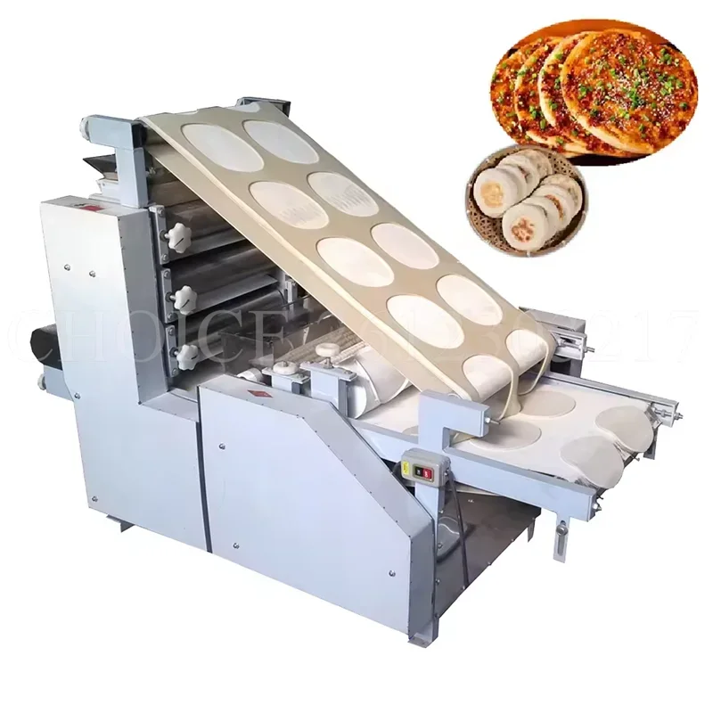 

Commercial Dumpling Dough Skin Wrapper Sheeter Automatic Roti Tortilla Maker Pita Bread Chapati Pizza Base Making Machine