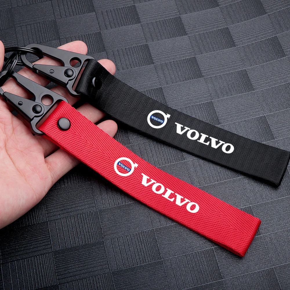 For Volvo Key Chain V90 V60 V40 XC90 C30 XC60 S80 S60 XC40 Rdesign Car Styling Metal Key Ring Key Holder Braided Rope Key Case