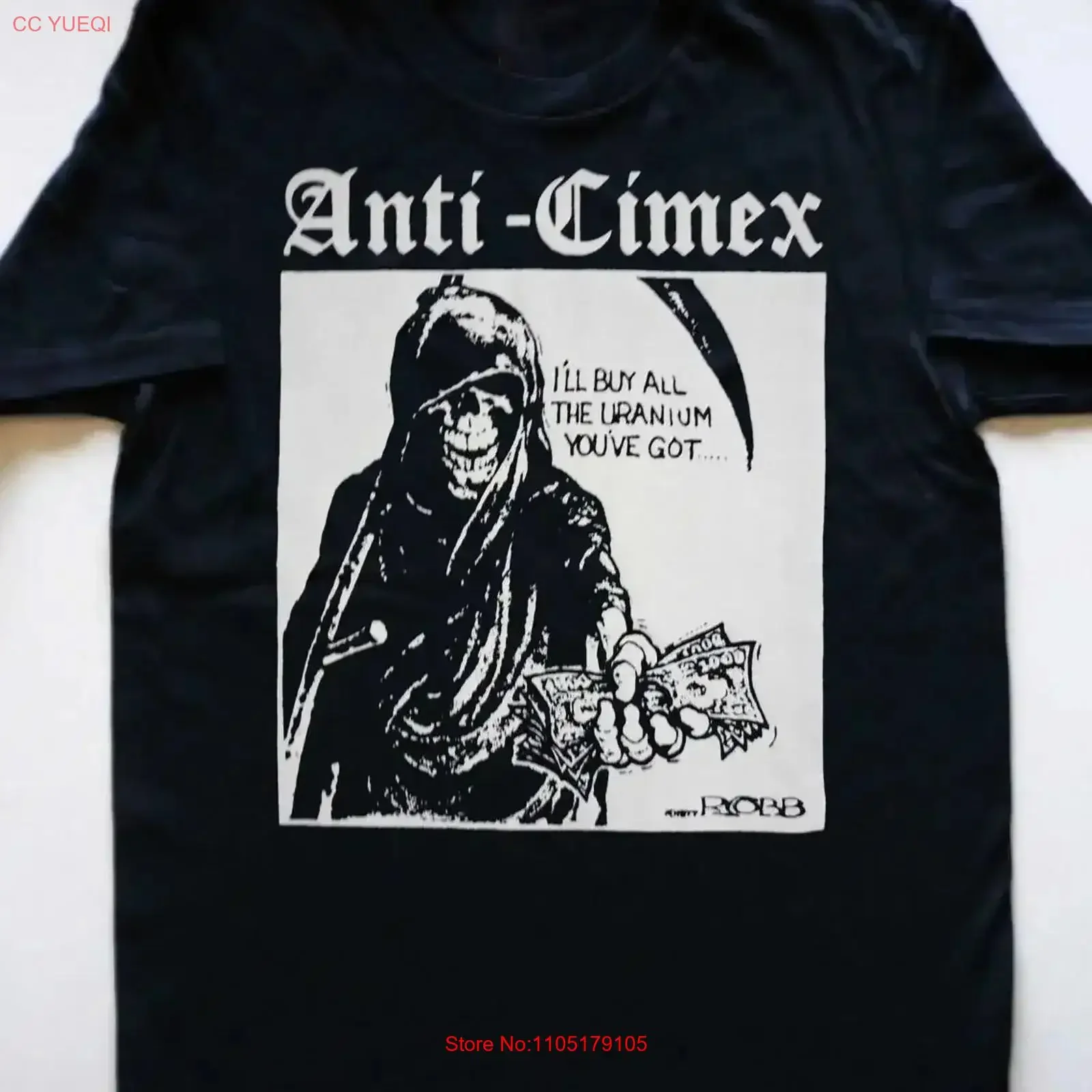 ANTI CIMEX Compre todo el uranio que vayas camiseta negra S 5XL vintage lavado estirado homme streetwear ropa de diseñador