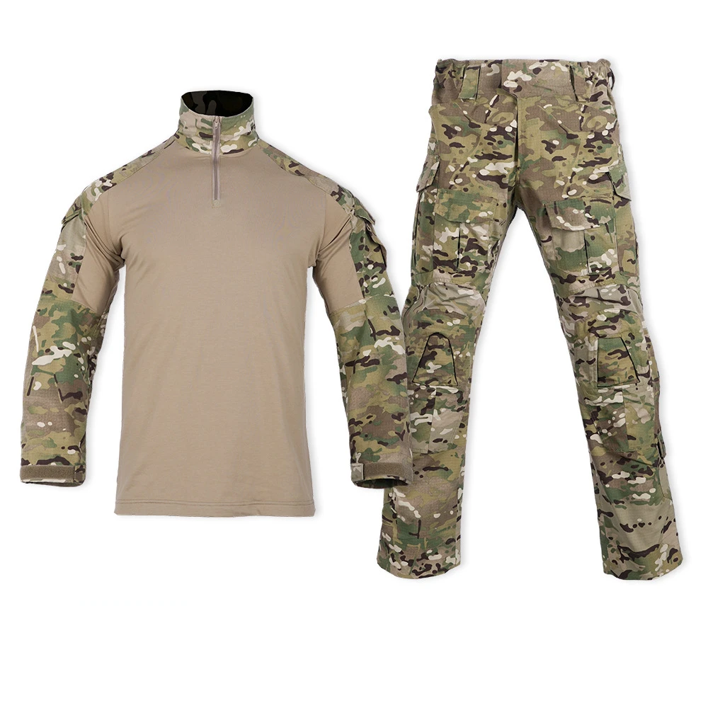 Camouflage Tactical Uniform Hunting Shirts Pants with Elbow Knee Pads Outdoor Hiking Training Frog Sets Clothing Ghillie Suits