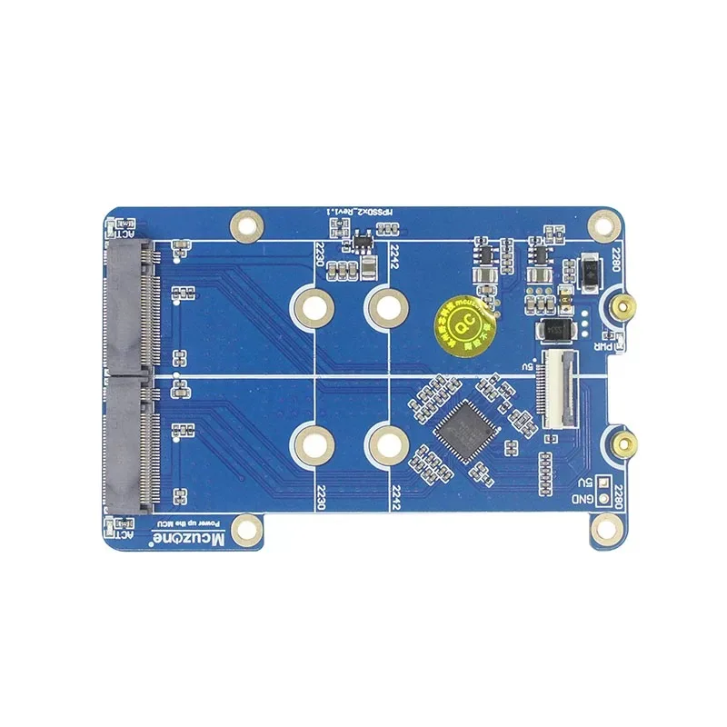 Raspberry Pi 5 PCIE To M.2 Dual NVME SSD Adapter Board MPS2280D Support 2280/2242/2230 SSD Blue